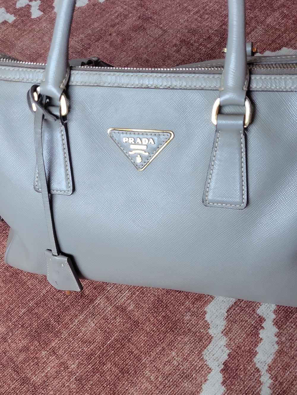 Prada Gray Saffiano Leather Satchel